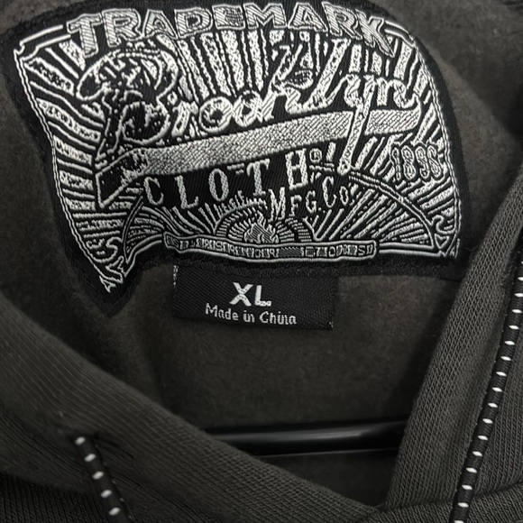 Men’s Brooklyn Cloth Manufacturing Co Hooded Sweatshirt, Olive Green XL Carefree - Picture 5 of 10